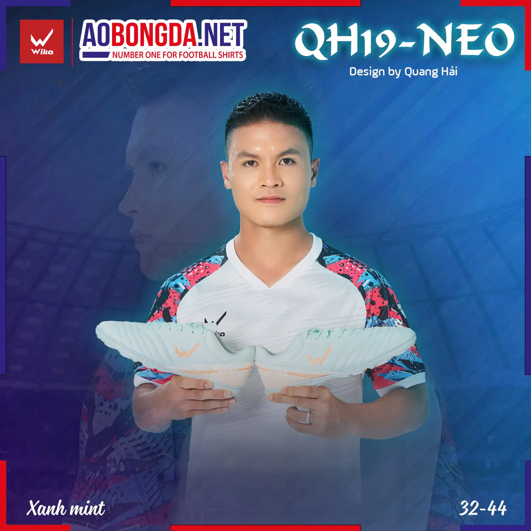 Giày bóng đá Trẻ Em Wika QH19 Neo 2 Xanh Mint