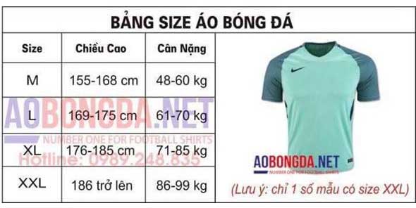 Cách chọn size quần áo bóng đá