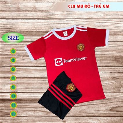 Bộ Quần Áo bóng đá trẻ em clb Manchester United đỏ sân nhà 2021-2022