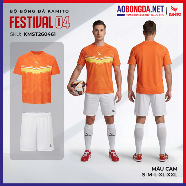 Áo Bóng Đá Không Logo Kamito Festival 4 Cam
