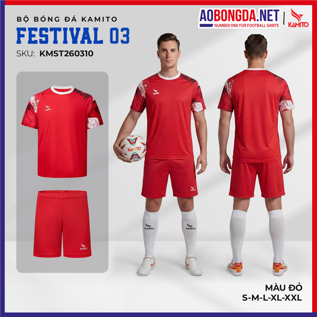 Áo Bóng Đá Không Logo Kamito Festival 3 Đỏ