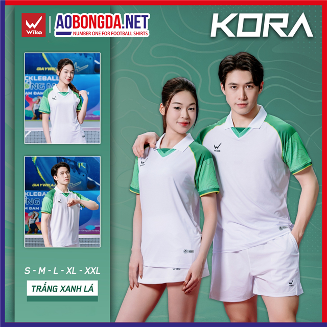 Áo Polo Wika Kora Trắng Xanh Lá