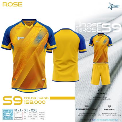 Áo Bóng Đá không logo xspeed  s9 rose vàng