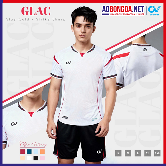 Áo Bóng Đá Không Logo CV Glac Trắng