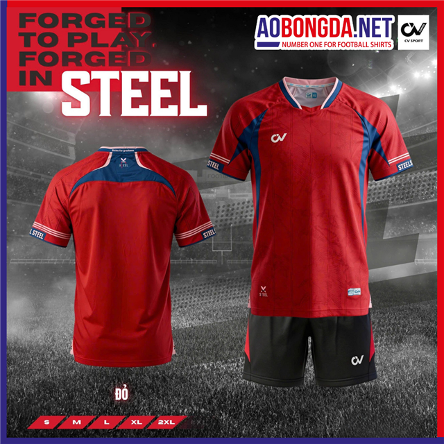 Áo Bóng Đá Không Logo CV Steel Đỏ