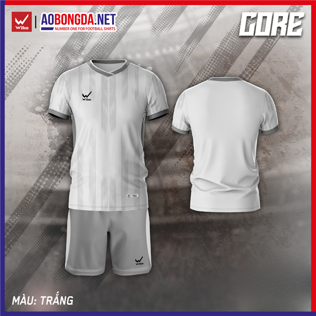 Áo Bóng Đá Không Logo Wika Core Trắng