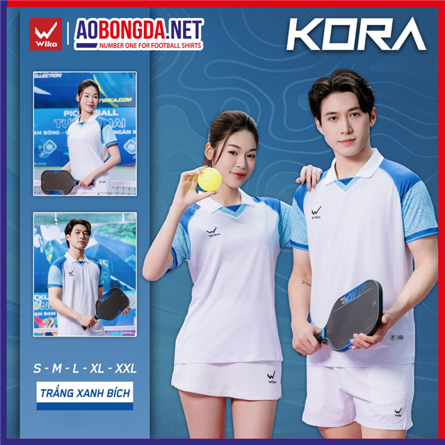 Áo Polo Wika Kora Trắng Xanh Bích