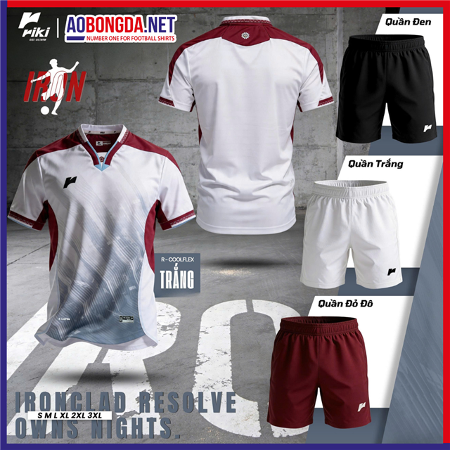 Áo Bóng Đá Không Logo Riki Iron Trắng