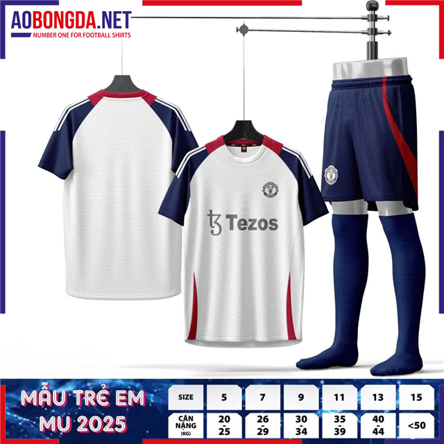 Áo Bóng Đá Câu Lạc Bộ Manchester United Trẻ Em HD Trắng Tập 2024-2025