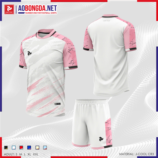 Áo Bóng Đá Không Logo Justplay Thunder Trắng Hồng