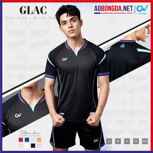 Áo Bóng Đá Không Logo CV Glac Đen