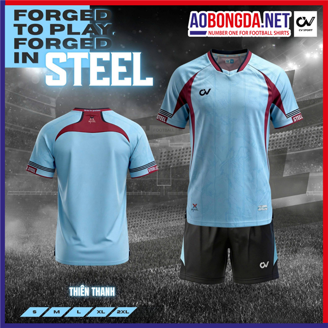 Áo Bóng Đá Không Logo CV Steel Thiên Thanh