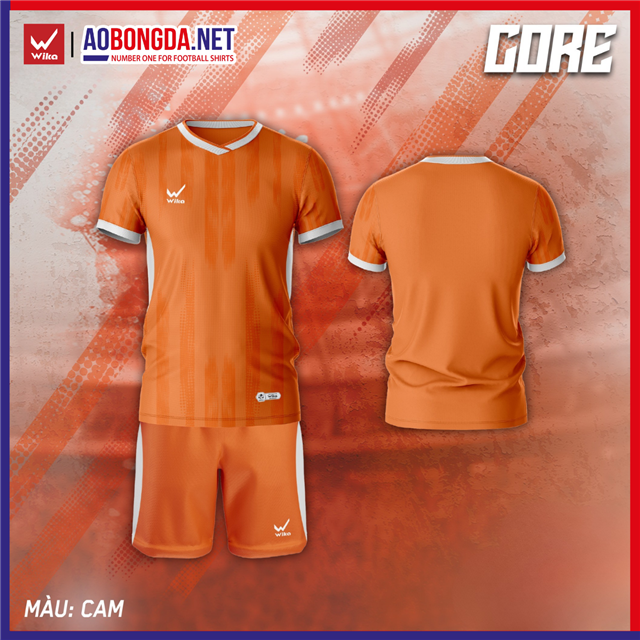 Áo Bóng Đá Không Logo Wika Core Cam