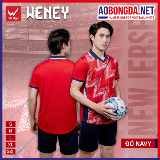 Áo Bóng Đá Không Logo Wika Weney Đỏ Navy