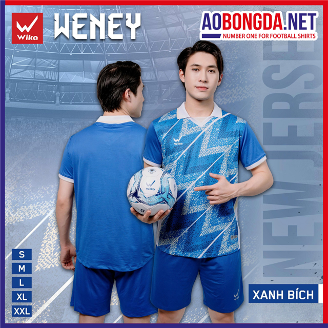 Áo Bóng Đá Không Logo Wika Weney Xanh Bích