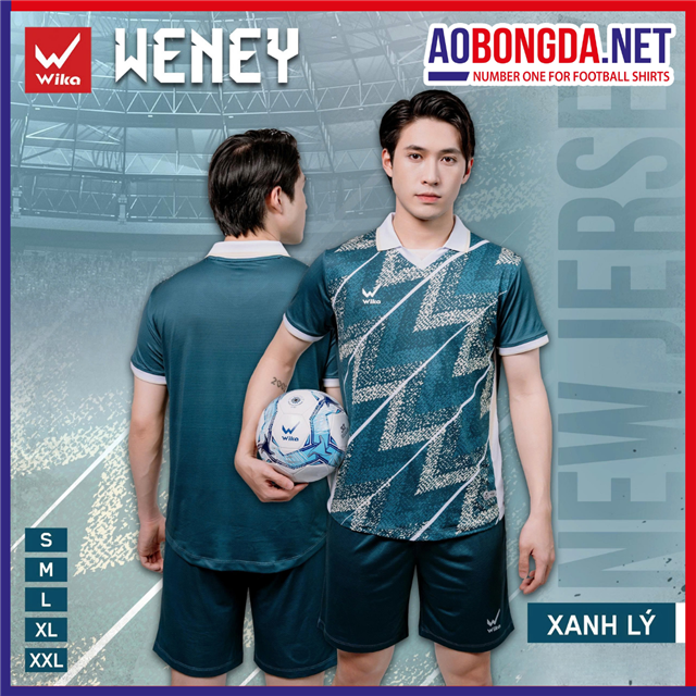 Áo Bóng Đá Không Logo Wika Weney Xanh Lý
