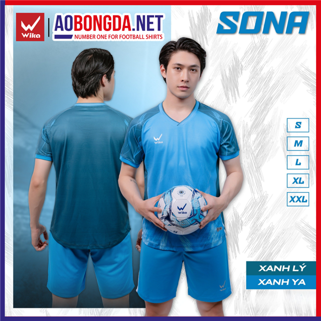 Áo Bóng Đá Không Logo Wika Sona Xanh Lý - Xanh Ya
