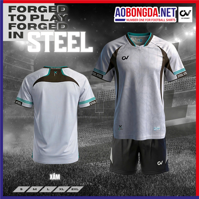 Áo Bóng Đá Không Logo CV Steel Xám