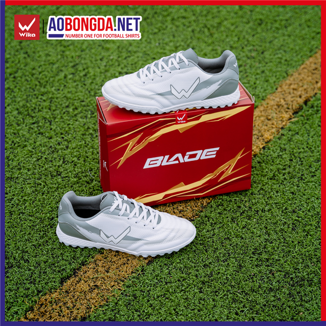 Giày bóng đá Trẻ Em Wika Blade Kid Trắng Xám