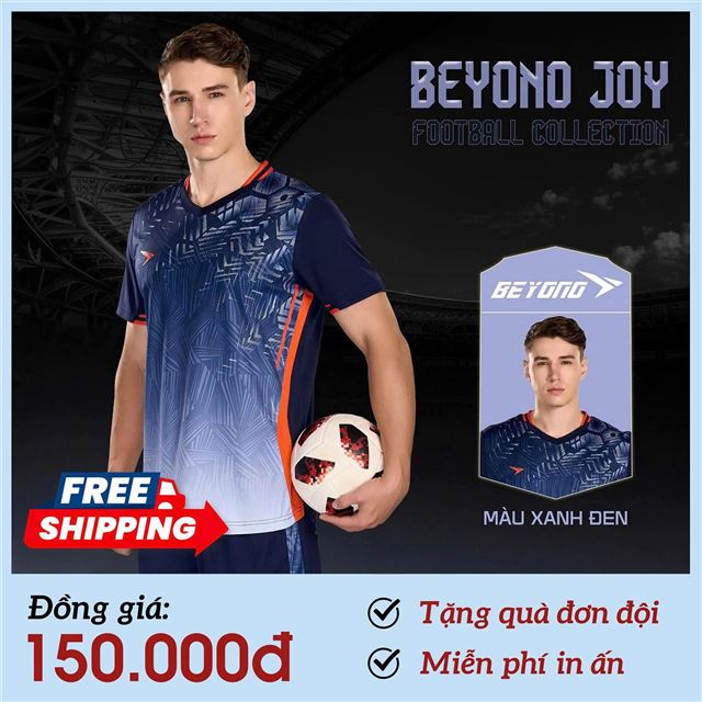[FREESHIP] Áo bóng đá không logo Beyono Joy Xanh Đen