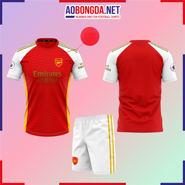 Áo Bóng Đá Câu Lạc Bộ Arsenal Đỏ Viền Vàng 2023-2024