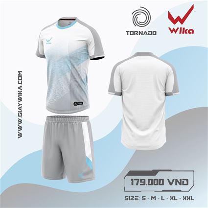 Áo Bóng Đá Wika Tornado Xám Trắng