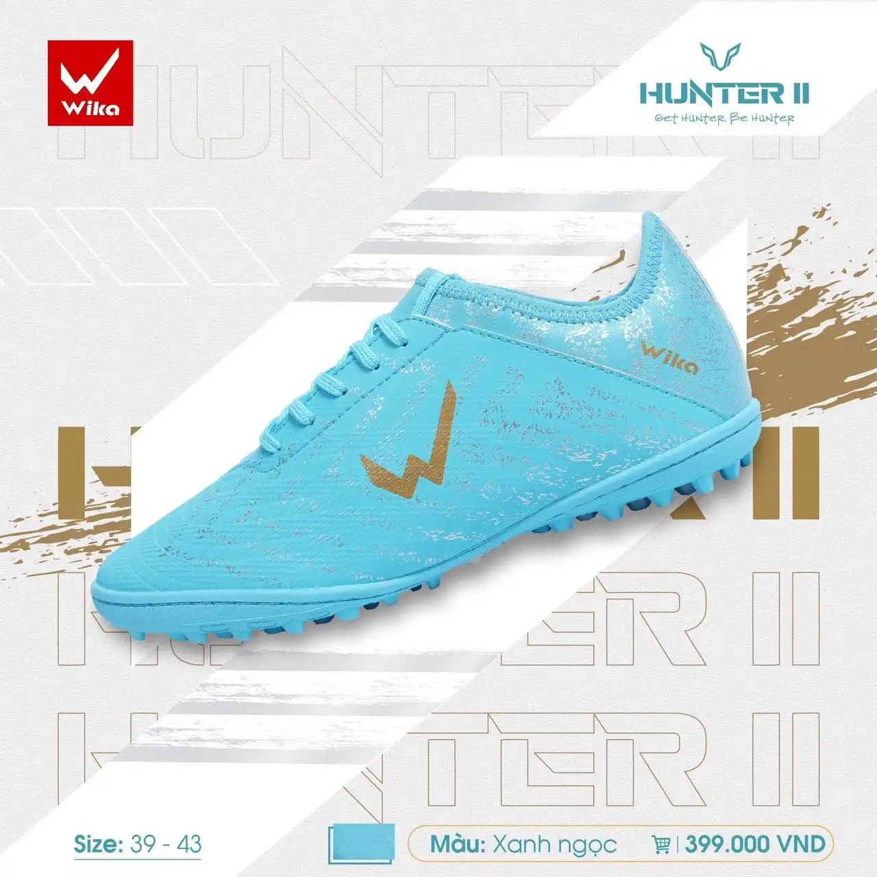 Giày Bóng Đá Wika Hunter II Xanh Ngọc