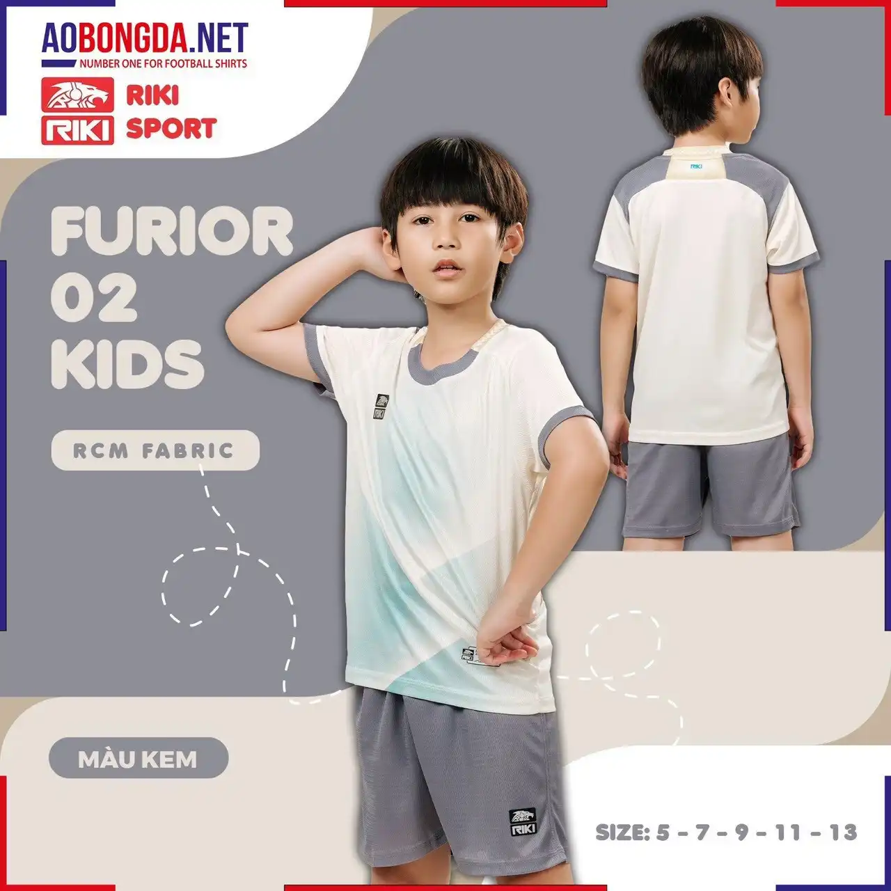 Áo Bóng Đá Không Logo Riki Furior 2 Trẻ Em Kem