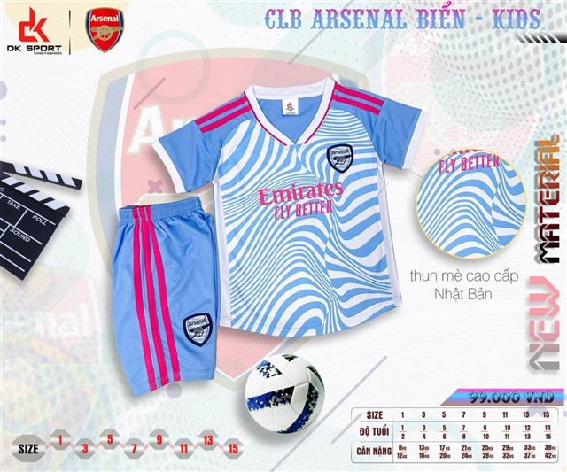 Bộ Quần Áo bóng đá trẻ em CLB Arsenal Xanh Biển 2023-2024