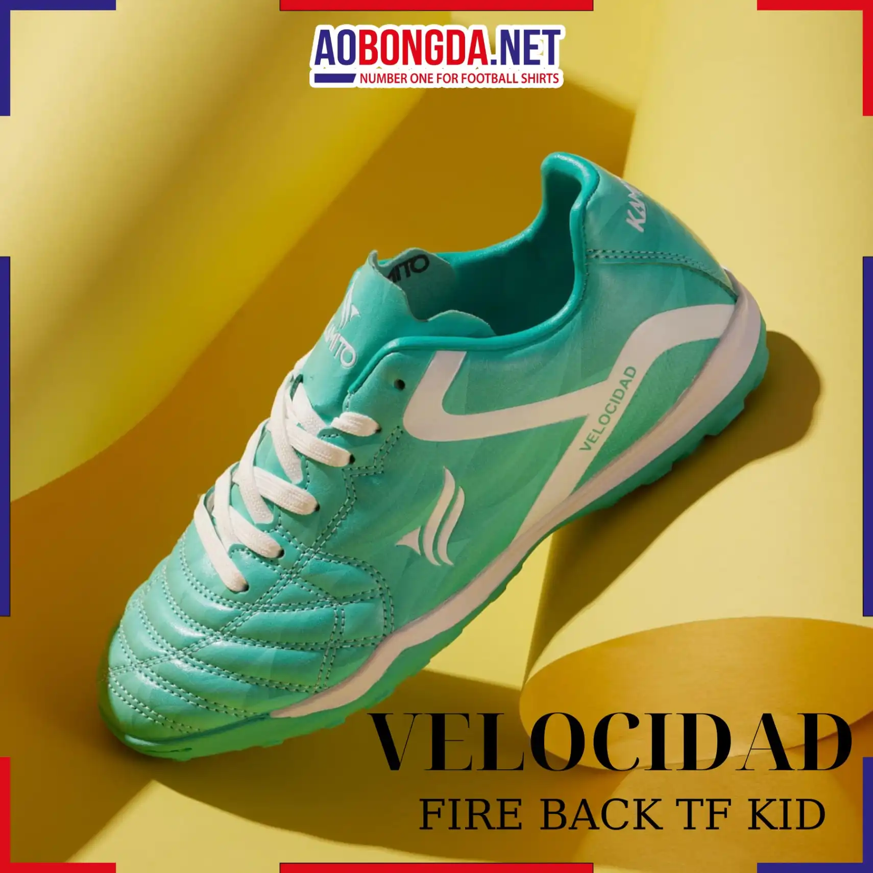 Giày Bóng Đá Kamito Velocidad TF Fire Back Trẻ Em Xanh Mint