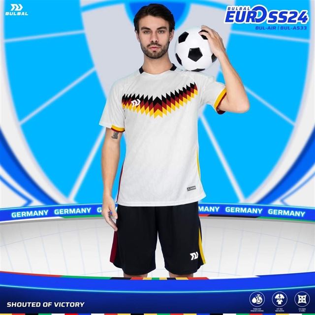[FREESHIP] Áo Bóng Đá Không Logo Bulbal Euro Đức Trắng 2024