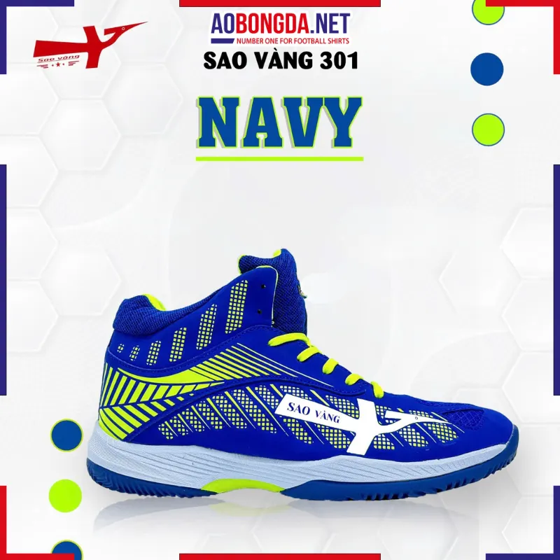 [SALE] Giày Bóng Chuyền Sao Vàng 301 Navy