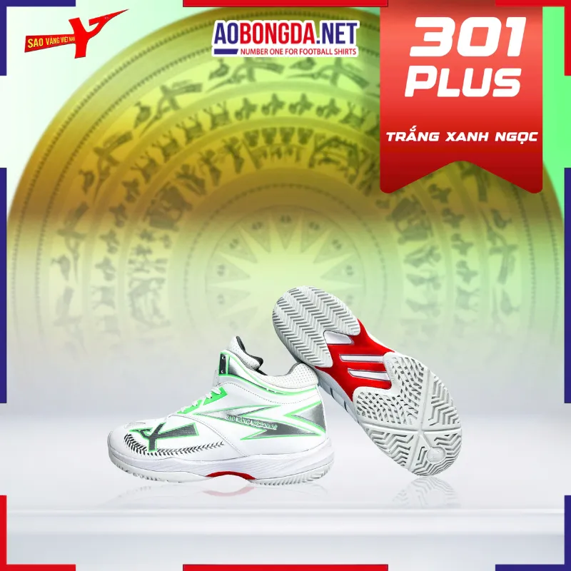 [SALE] Giày Bóng Chuyền Sao Vàng 301 Plus Trắng Ngọc