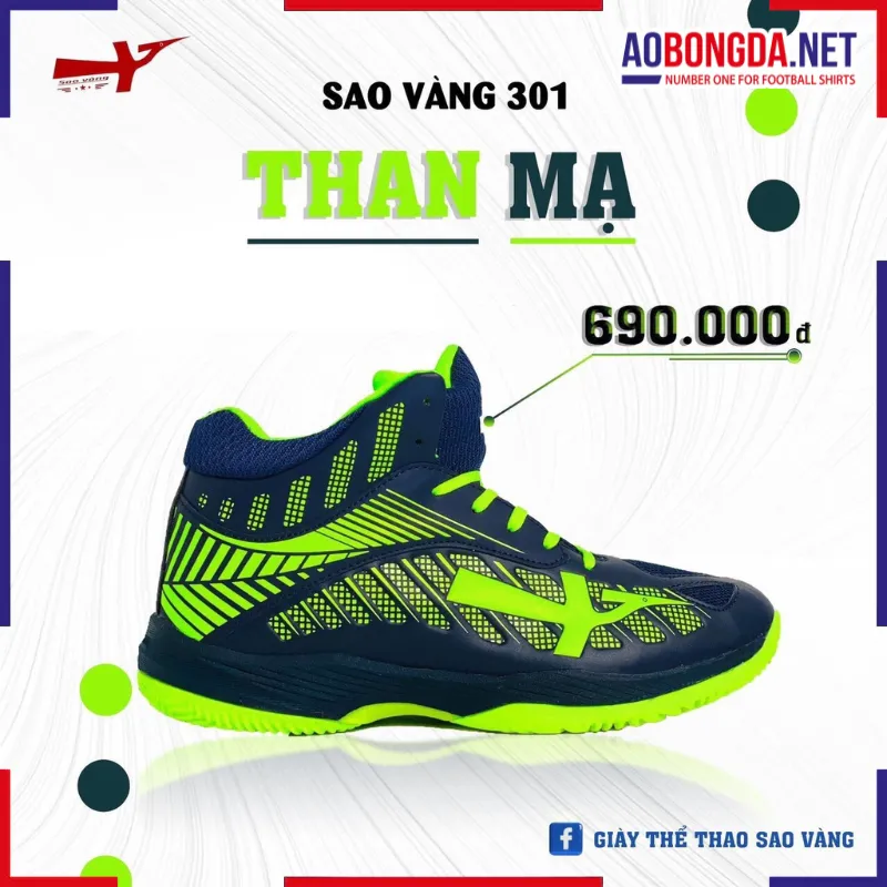 [SALE] Giày Bóng Chuyền Sao Vàng 301 Than Mạ