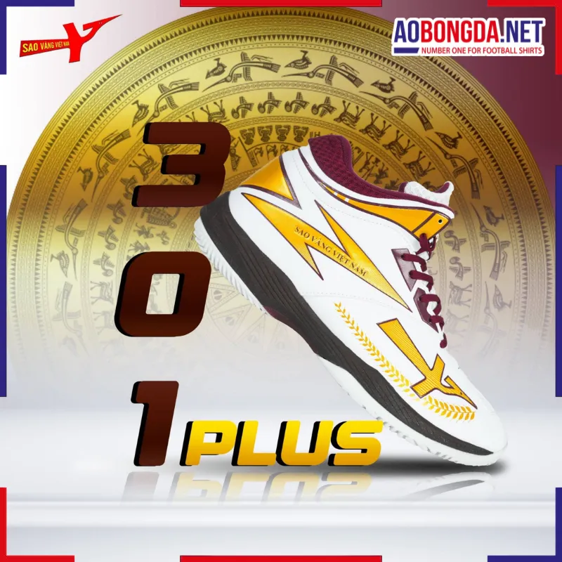 [SALE] Giày Bóng Chuyền Sao Vàng 301 Plus Trắng Vàng