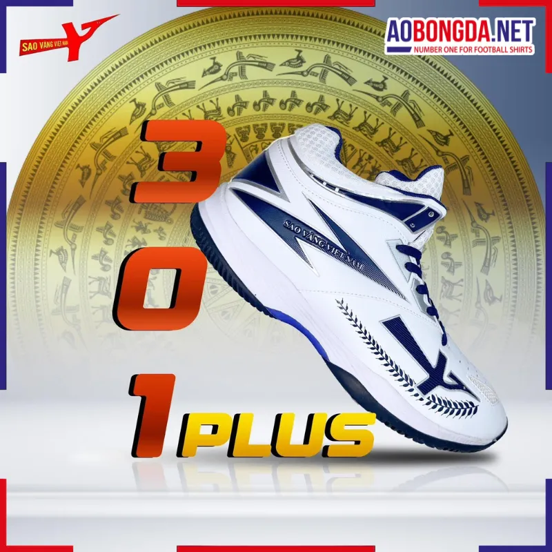 [SALE] Giày Bóng Chuyền Sao Vàng 301 Plus Trắng Đen