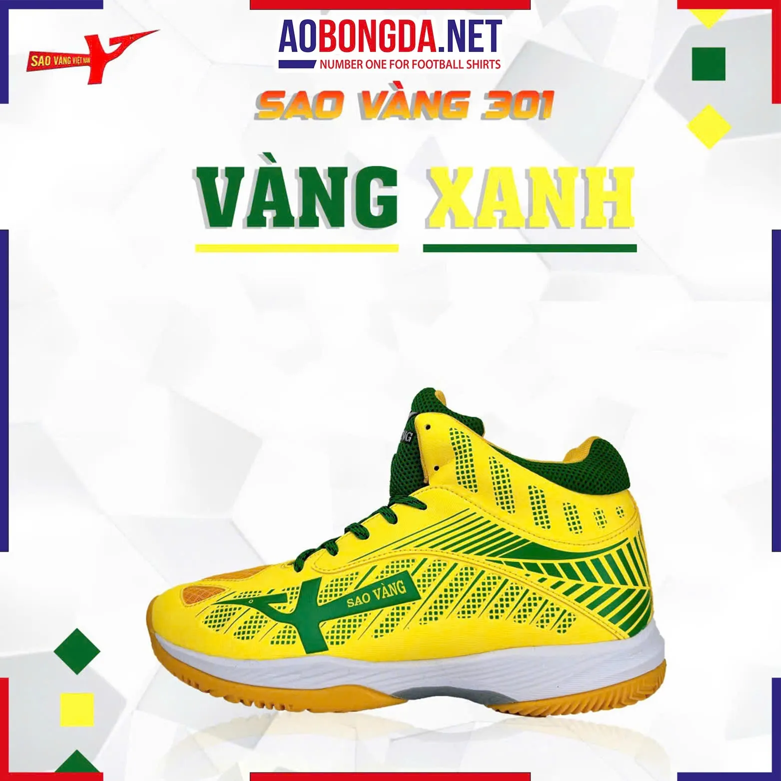 [SALE] Giày Bóng Chuyền Sao Vàng 301 Vàng Xanh