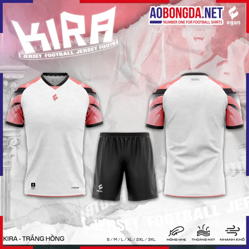 Áo Bóng Đá Không Logo CP Egan Kira Trắng Hồng
