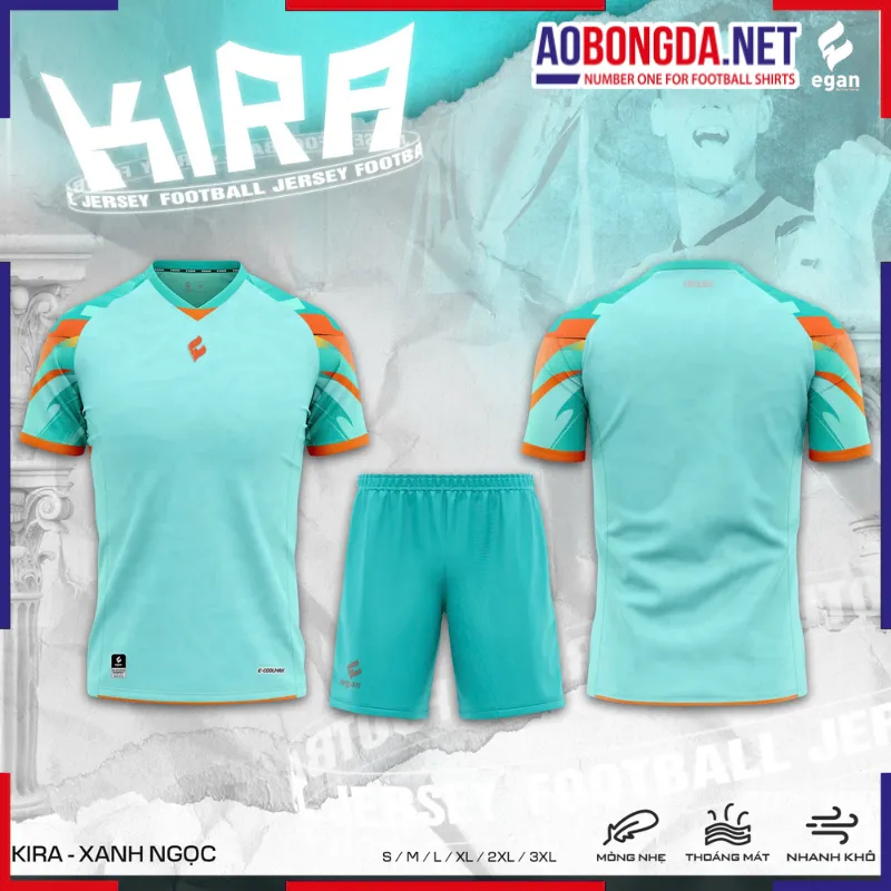 Áo Bóng Đá Không Logo CP Egan Kira Xanh Ngọc