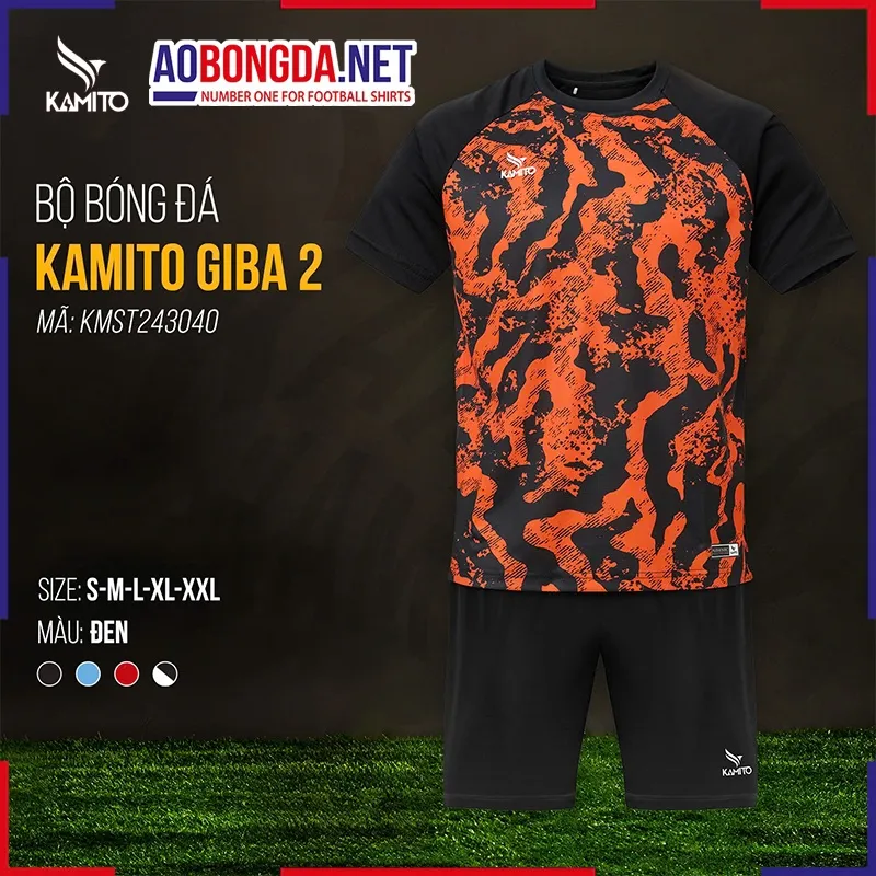 Áo Bóng Đá Không Logo Kamito Giba 2 Đen
