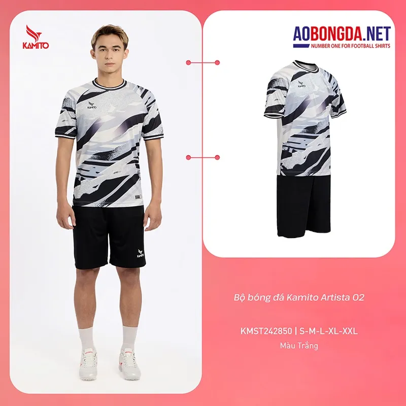 Áo Bóng Đá Không Logo Kamito Artista 02 Trắng
