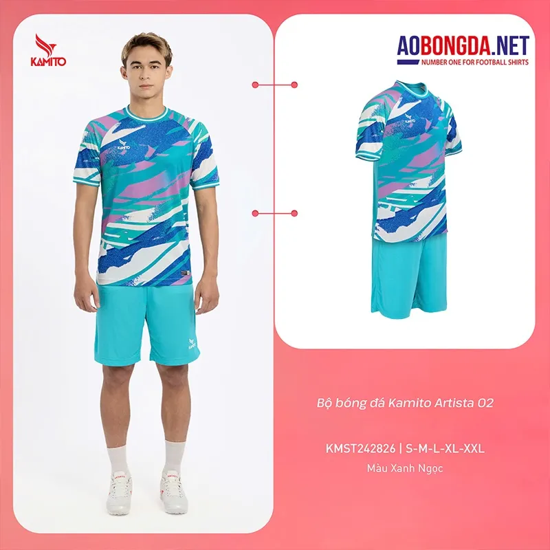 Áo Bóng Đá Không Logo Kamito Artista 02 Xanh Ngọc