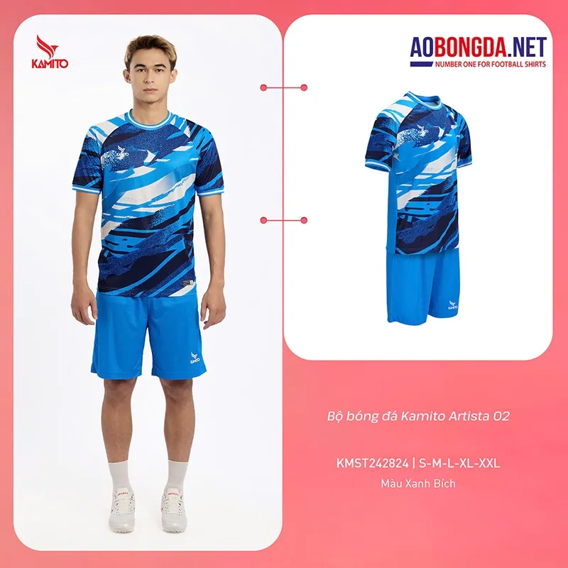 Áo Bóng Đá Không Logo Kamito Artista 02 Xanh Bích