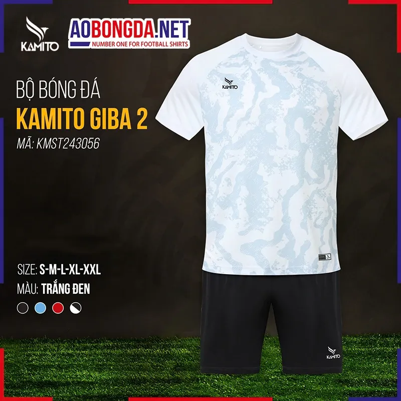 Áo Bóng Đá Không Logo Kamito Giba 2 Trắng Đen