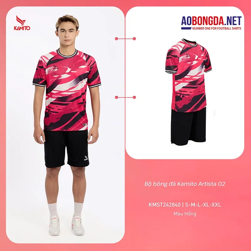 Áo Bóng Đá Không Logo Kamito Artista 02 Hồng