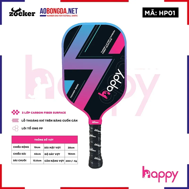 Vợt Pickleball Zocker HP01 Standard-Thunder Tím