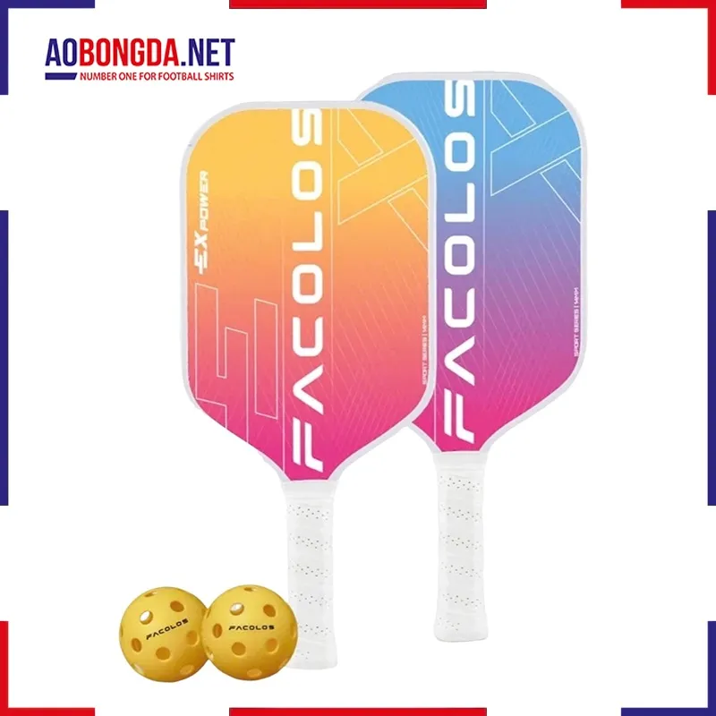 Set 2 Vợt + 2 Bóng Pickleball Facolos Ex Power White 14MM