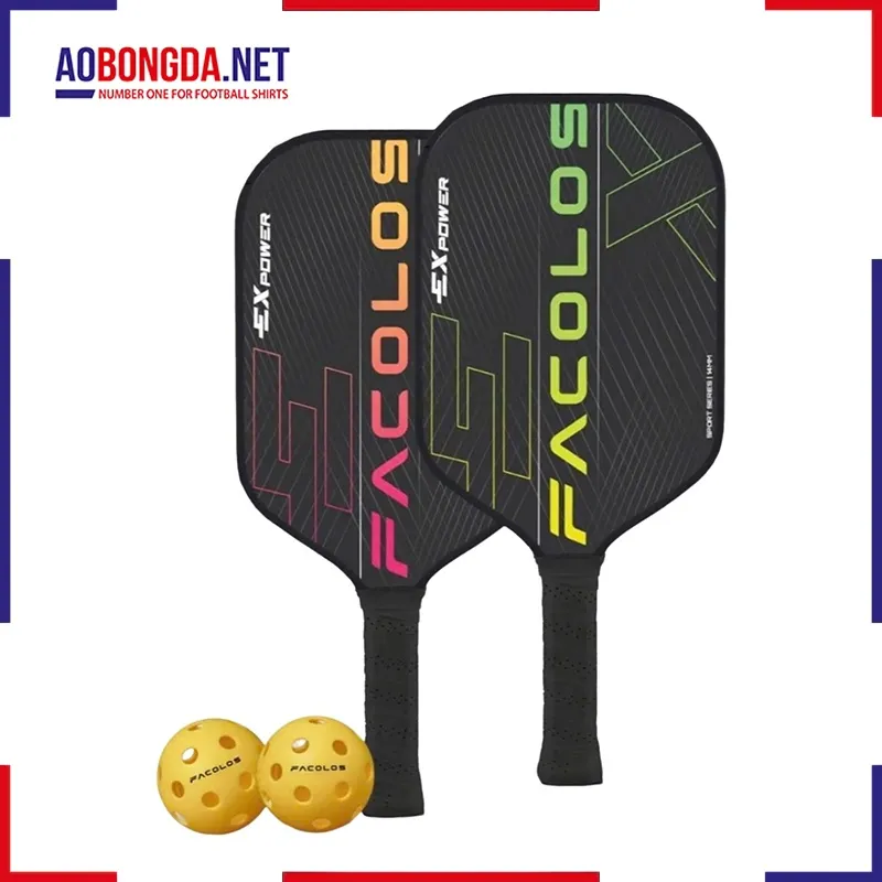 Set 2 Vợt + 2 Bóng Pickleball Facolos Ex Power Black 14MM