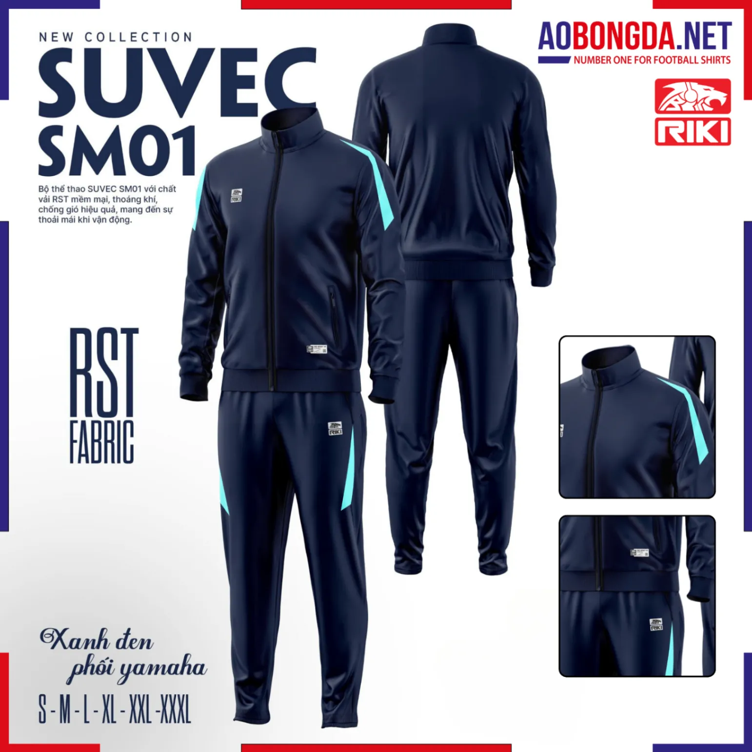 Bộ Thể Thao Suvec Riki SM01 Xanh Đen Yamaha