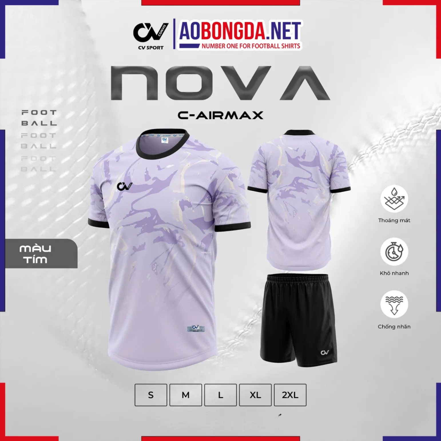 Áo Bóng Đá Không Logo CV Nova Tím